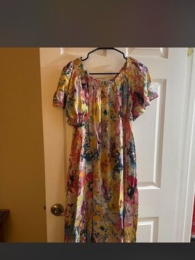 H&M Floral Off-Shoulder Maxi Dress - Yellow Multicolor